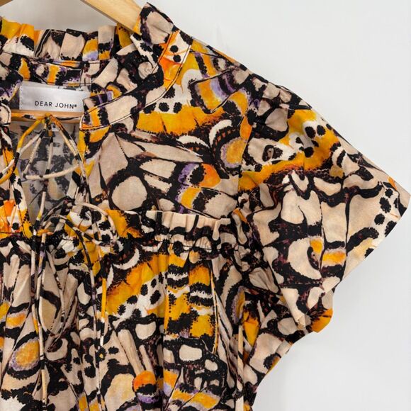 Dear John Stephany Top in Printed Lady Yellow Women’s‎ Size Small, Boho Nature - Picture 4 of 9